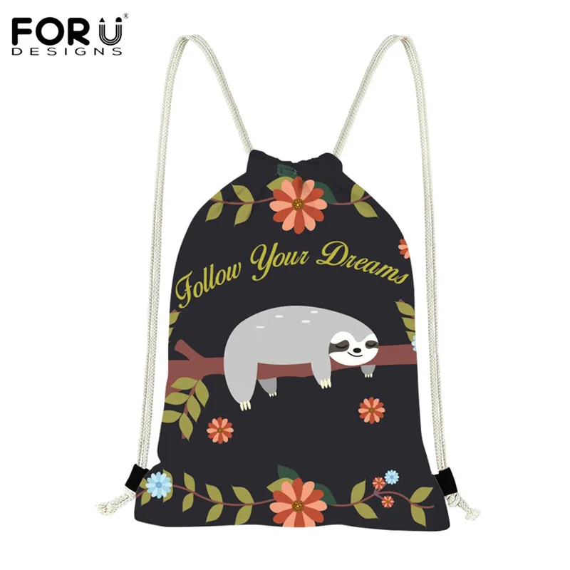 FORUDESIGNS с милым рисунком Ленивца, сумка на шнурке для путешествий, женский маленький рюкзак для хранения, рюкзак с полной печатью, worek plecak sznurek - Цвет: HXA05Z3