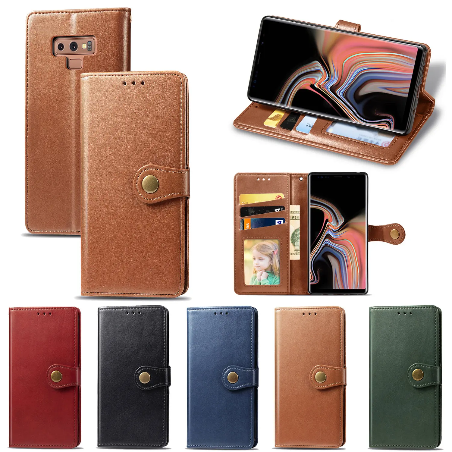 Business Flip Leather Wallet Cover Case For Samsung Galaxy A10 A20 A40 A50 A70 M10 S8 S9 S10e S10 Plus Note 8 9 10 Pro J2 Prime