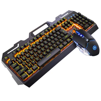 

PC Computer Game Home Mechanical USB Wired LED Backlight Gaming Keyboard Mouse Set Durable Universal Office Work Portable