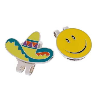 

Durable Smile Face + Straw Hat Magnetic Hat Clip Golf Ball Markers Clip On Cap Visor - Yellow
