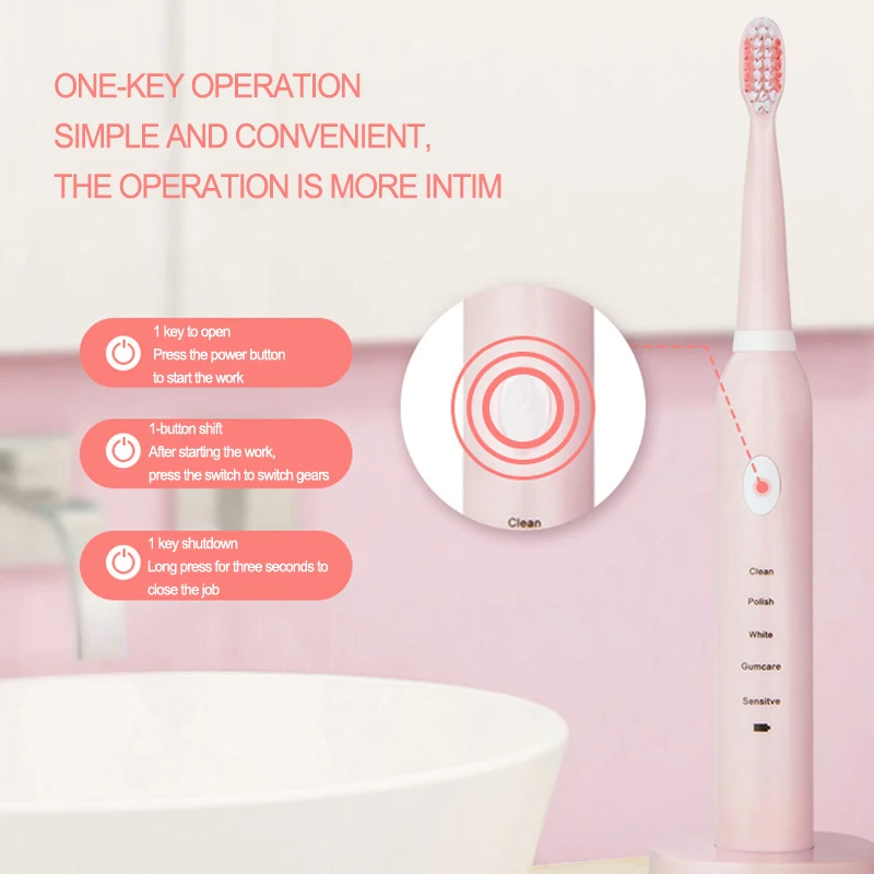 XINCHEN USB Charging Tooth Brushes 5-Speed Adjustment Sonic Vibration Waterproof Adult Whitening Electric Toothbrush XINCHEN USB Charging Tooth Brushes 5-Speed Adjustment Sonic Vibration Waterproof Adult Whitening Electric Toothbrush