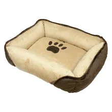 Лежанка прямоугольная «Зооник», для кошек и собак, с аппликацией из искуственного меха, 57х45х14см