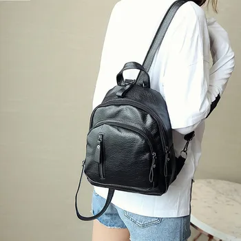 

Women Backpack PU Leather Travel Shoulder Bag Shoulder Bag Girl Solid Multifunctional Small School Backpack for Women
