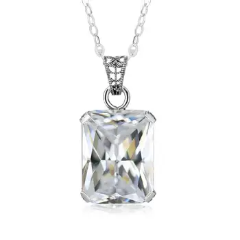 

Genuine Silver Radiant Sparkling Zircon Necklace Pendant Solid Sterling Silver 925 Pendant For Women Delicate Fine Jewelry 2020