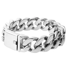 Тяжелый соединитель из нержавеющей стали, браслет-цепочка, крепкая Мужская манжета, ювелирные изделия 20 мм, серебряные золотые ювелирные изделия 8-9 дюймов