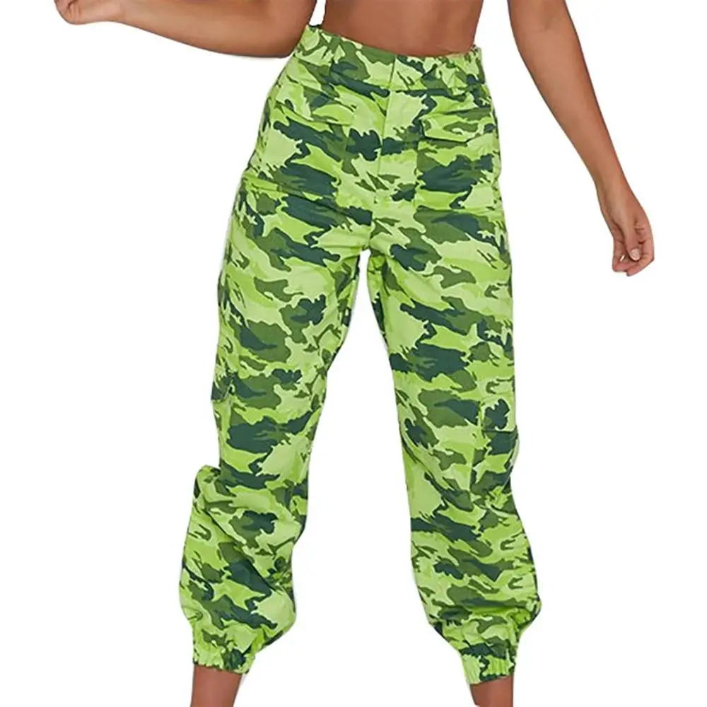 Army green Брендовые новые осенние армейские камуфляжные штаны, женские обтягивающие штаны, женские военные брюки, модные повседневные женские штаны с эластичной резинкой на талии - Color: Army green