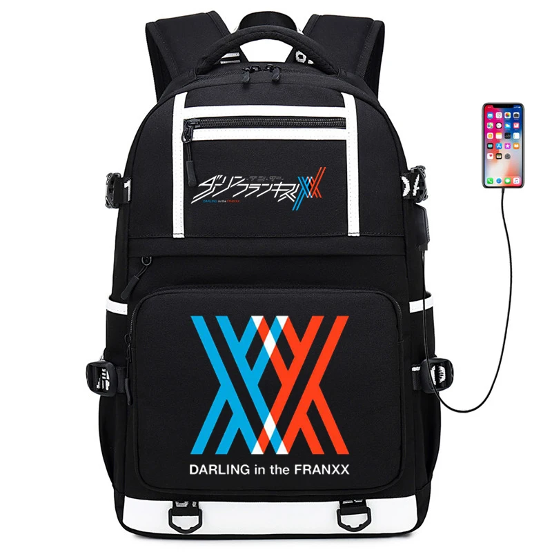 Милый рюкзак DARLING in the FRANXX Wome с usb-зарядкой, рюкзак для ноутбука, большой рюкзак для путешествий, нейлоновые школьные сумки для девочек, аниме, сумка для книг - Цвет: 9