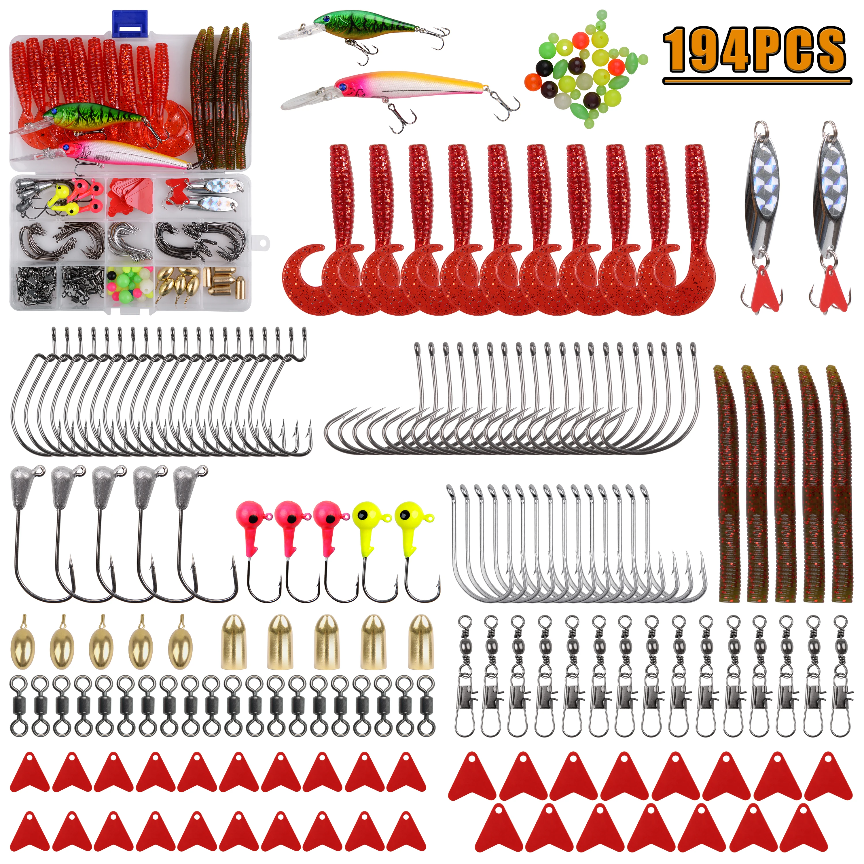 194pcs/lot Fishing Lure Set Including Swimbait Wobblers Jig Head Hook  Barrel Swivels Drop Shot Weights Fishing Beads Fish Tackle - Fishing Lures  - AliExpress