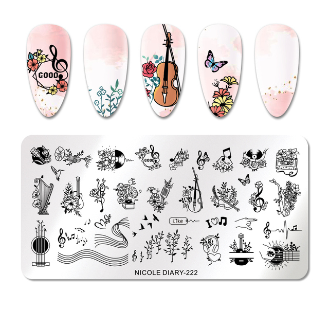 DIARY Flower Leaf Nail Stamping Plates Cute Abstract Face Lines Stamp Template Nail Art Image Printing Stencil Tools
