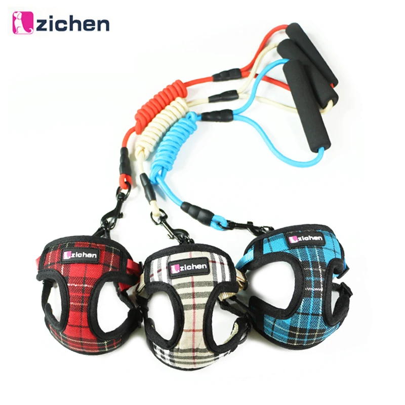 

Adjustable Nylon Dog Harness Vest Denim Satin Mesh Thicken Fabric Foam Comfort Handle For Medium Small Pets Accessories 3 Colors