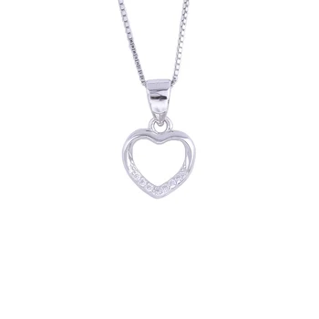 

925 Sterling Silver Long Zircon Stripe Heart Necklace For Women Hollow Geometry Heart Pendants Choker Fashion Jewelry