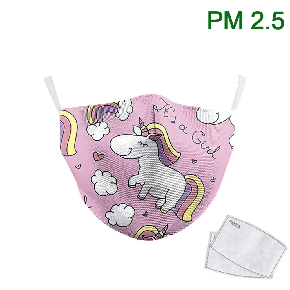 Cute Pink Unicorn Kids Face Fabric Masks Print Washable Earloop Reusable Children Mouth-Muffle | Красота и здоровье