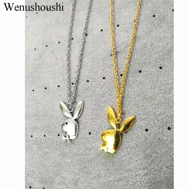 

chain width 3mm vintage hip hop rabbit head pendant necklace women street trendy fashion gentleman bunny necklace alloy material