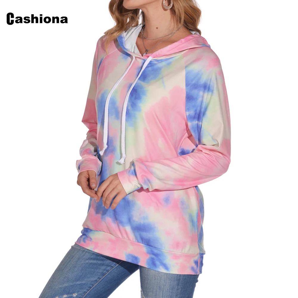 Cashiona Hoodies for Women Fashion Tie Dry Print Sweatshirt loose Long Sleeve Tops Streetwear Women Clothes Hooded Sweatshirts trendy hoodies for women