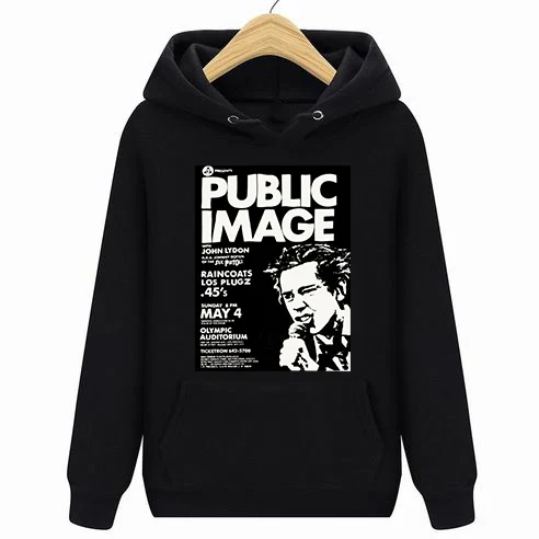 Черный PIL винтажный флаер белые толстовки свитшоты новые Sz XL панк секс пистолеты Damned Clash панк рок - Цвет: Черный