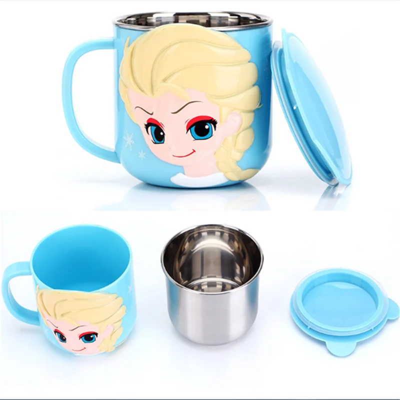 280 мл Дисней 3D мультфильм чашка для воды 304 кружка из нержавеющей стали дети молоко кофе посуда для напитков с ручка для крышки кружки для офиса и дома