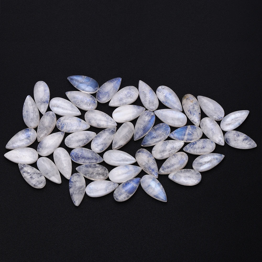 Water Drop Cut Natural Moonstone 9x13MM Loose Stones with Blue light Decoration Gemstone Jewelry Gift 10 pcs/set