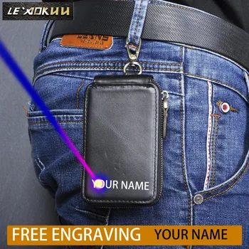 

2020 Original handmade crazy horse leather zipper large capacity Car key Remote Wallet Bag Key Ring Cover Case Holder Y1018-b