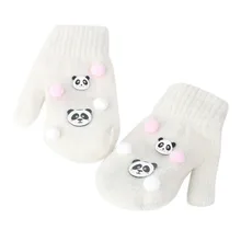 Милые зимние детские перчатки для мальчиков и девочек; теплые вязаные перчатки с принтом снега; перчатки на полный палец; детские перчатки; перчатки на полный палец