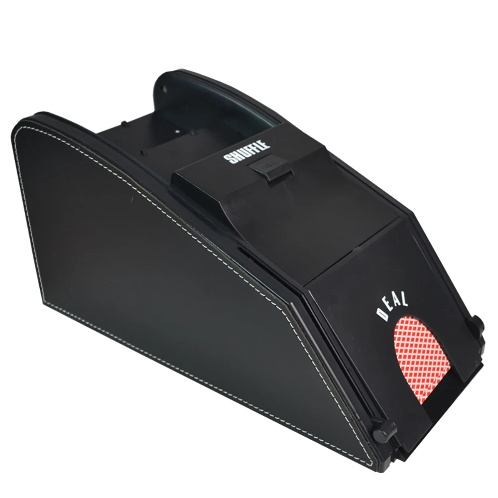 Relaxdays Manual Card Shuffler, 2 Decks, Hand Cranked, Shuffling Machine, Poker Cards Mixer Plastic Black Red 49833859