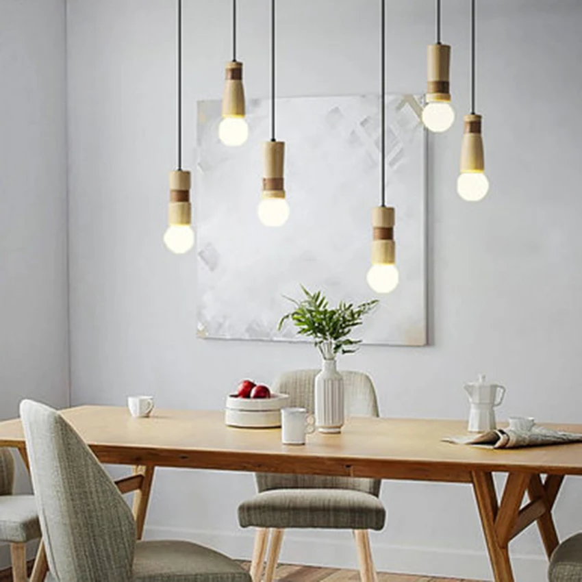 

Modern LED Pendant Lamp Solid Wood Pendant Lights Lighting Nordic Loft Bar Living Room Lamp Bedroom Bedside Decor Light Fixtures