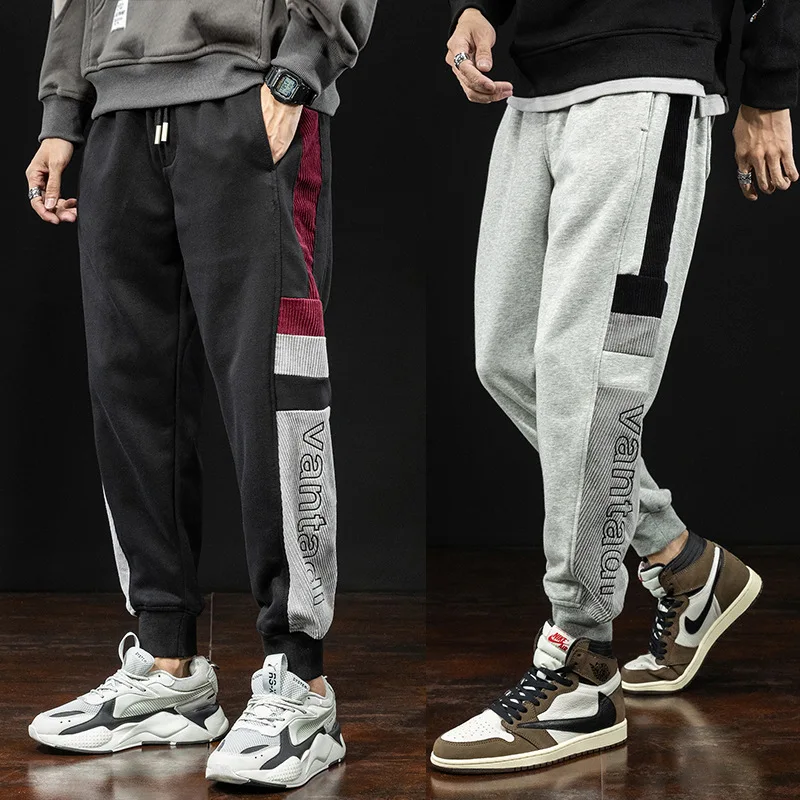 

Autumn Fashion Casual Sweatpants Men High Quality Spliced Designer Corduroy Jogger Cargo Pants Streetwear Hip Hop Harem Trousers