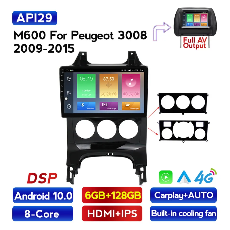 Android radio 4G lte DSP Car Multimedia Player For Peugeot 3008 2009-2015 Radio GPS Navigation WIFI IPS screen player | Автомобили и