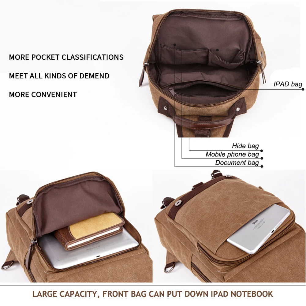 Fashion Backpack Vintage Canvas Shoulder Bag Leisure Package Duffel Bag Wild School Bags For Teenage