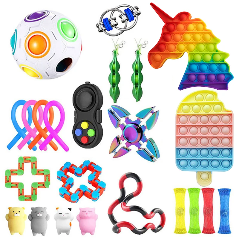 Fidget Toys Anti Stress Stretchy Strings Mesh Marble Relief Sensory Toy Set Gift