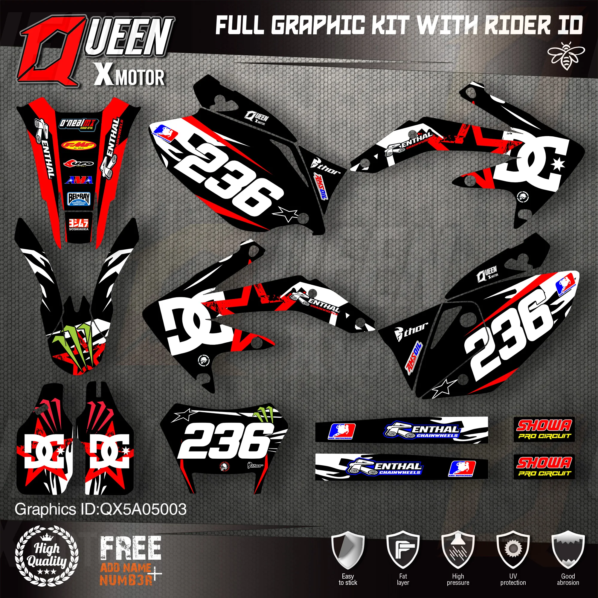 Queen X Motor Custom Team Graphics Backgrounds Decals Stickers Kit For queen-x-motor-custom-team-graphics-backgrounds-decals-stickers-kit-for