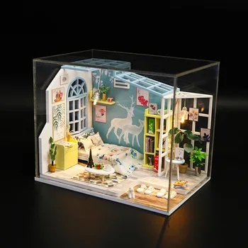 

DIY Doll House with Furniture Children Adult Miniature Wooden DollHouse Construction Model Building Kits Doll house Toy