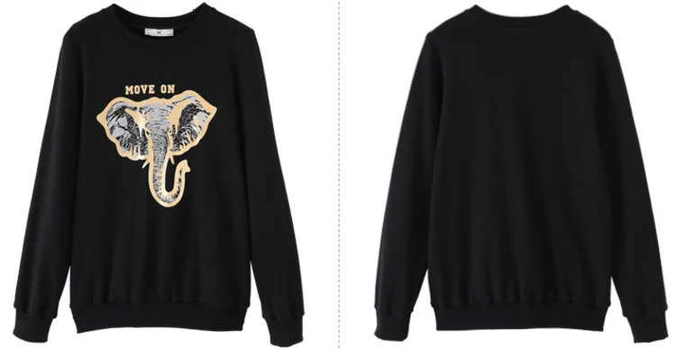 MEVGOHOT New Woman Thick Animal Gilding Black Sweatshirt Autumn Winter Pull Over Plus Size Fashion Tops Vestido 5xl HD2141