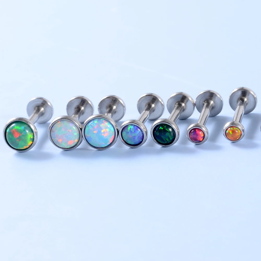 Piercing Jewelry 1Pcs 16g Internal Thread Opal Stone Labret Monroe Lip Stud Ring Opal Ear Cartilage Tragus Helix Earring Piercing Body Jewelry