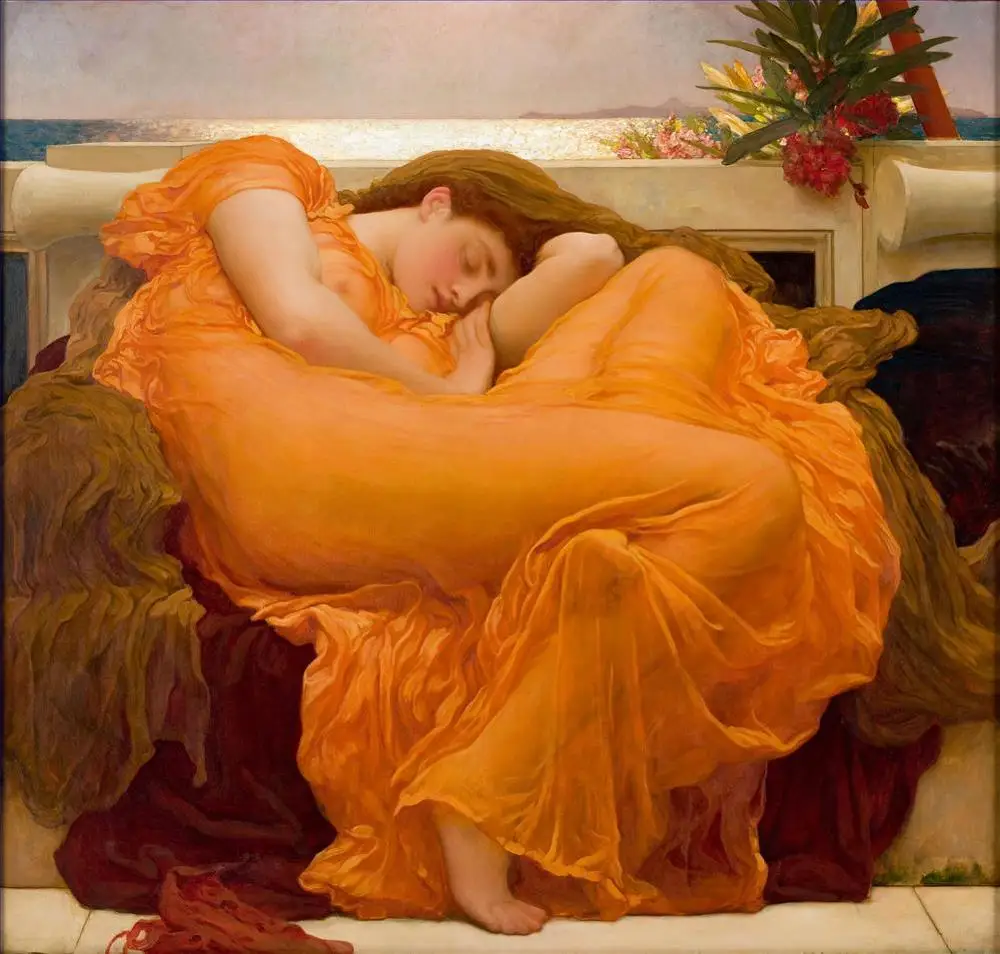 

Hand Painted Art Paintings by College Teachers - Flaming June sleeping girl beauty Frederic Leighton - Oil Painting on Canvas