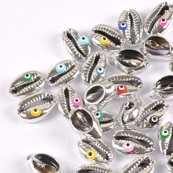 

10pcs silvery Devil's eye Natural Shell Loose Beads for jewelry making DIY TRS0360