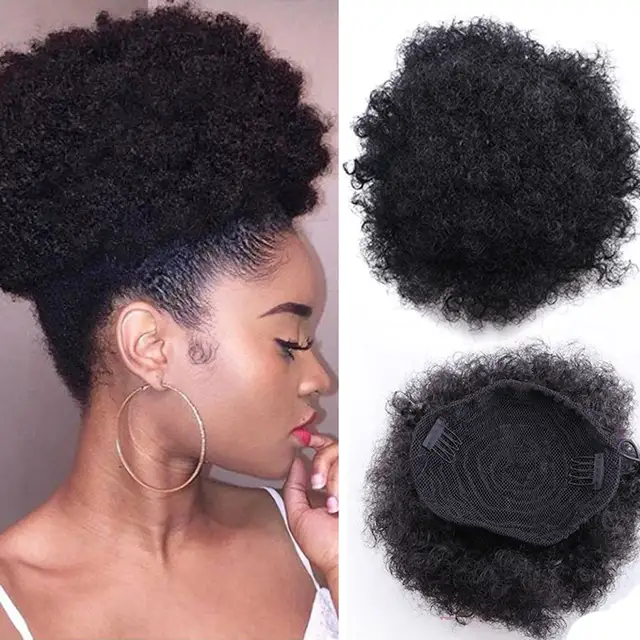 High Afro Puff Ponytail Drawstring Chignon Hairpiece Short