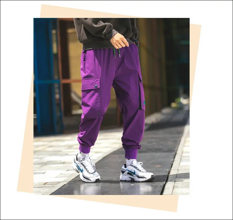 Осенние новые шаровары Беговые Брюки карго мужские хип хоп карманы модные повседневные спортивные брюки уличная пот брюки
