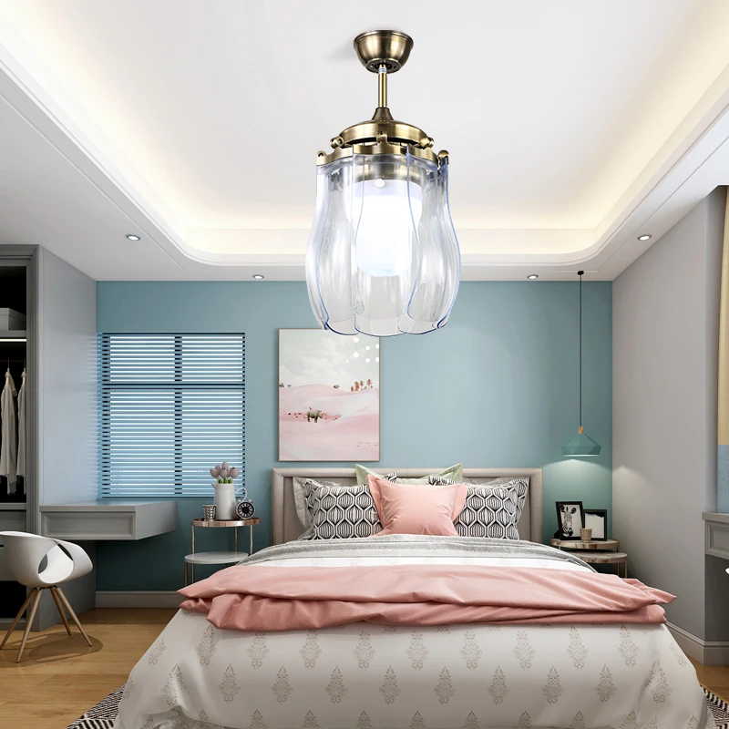 

Cabbage Shaped Invisible Fan Leaf Ceiling Fan Lamp Living Room, Bedroom and Dining Room Folding Type Ceiling Fan Lights