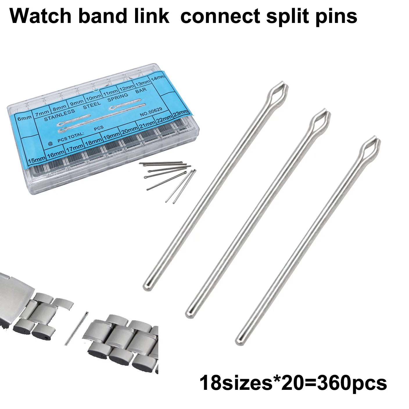 360pcs 6mm-23mm Watch Band Link Pin Stainless Steel Watch Strap