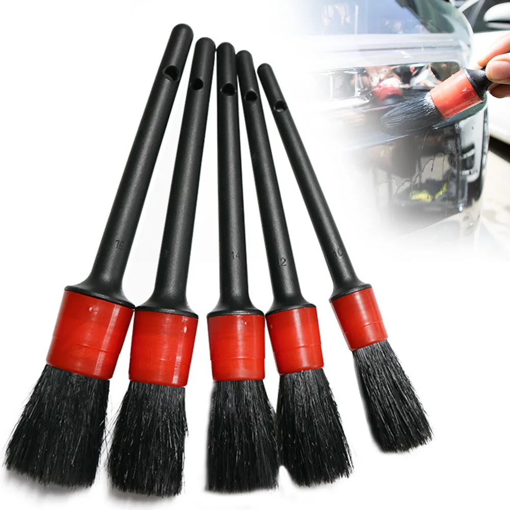 

5PCS/Set Car Wash Tool Motorcycle Plastic Round Auto Accessories Wheels Hanging Hole Trim Universal Cleaning Detail Brush