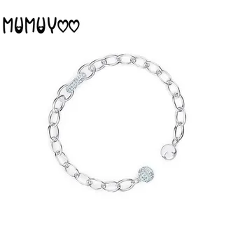 

2020 Fashion Jewelry High Quality SWA Charm Chain Link Round Interlocking Bracelet Crystal Magnetic Clasp Bracelet For Women