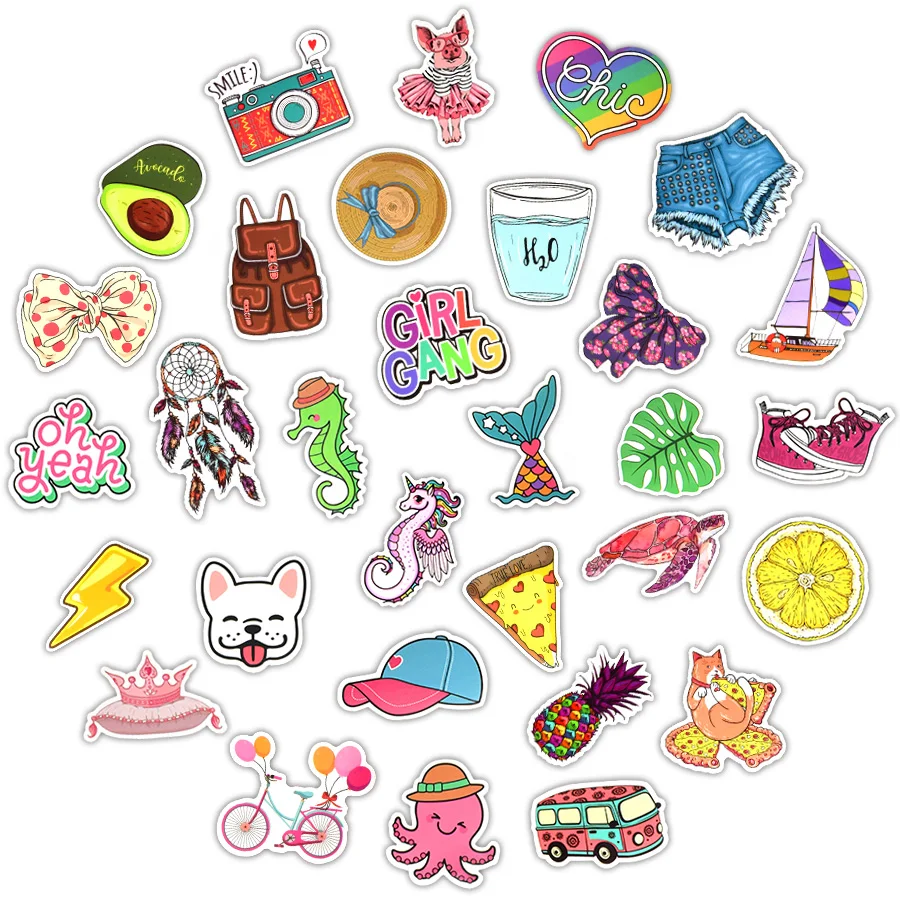 150 шт, Мультяшные наклейки Vsco, милые наклейки для девочек, стиль INS, Kawaii, аниме, наклейки, сделай сам, для ноутбука, чемодана, скейтборда, гитары, автомобиля, велосипеда