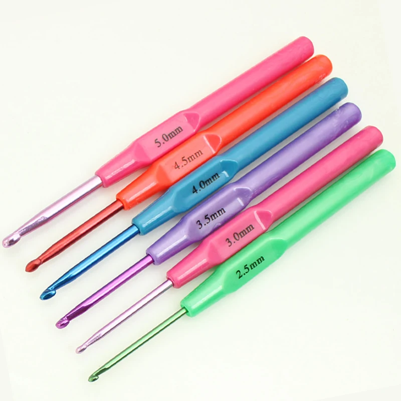 6pcs/set Hot Mixed Metal Hook Crochet Template Kit TPR Aluminum Knitting Needles For Loom Tool Band DIY Crafts crochet kit crochet hooks crochet needles