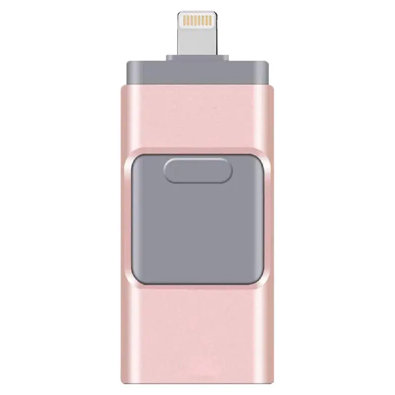 Usb iPhone флэш-накопитель Usb флеш-накопитель 3 в 1 Освещение USB 3,0 зашифрованный флеш-накопитель 16 Гб для Apple IOS, Android и ПК - Цвет: Pink