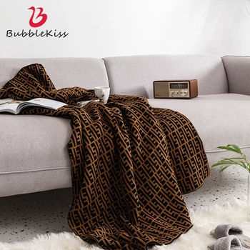 

Bubble Kiss 2020 New European Style Letter Sofa Blanket Retro Double Knit Weighted Blanket Autumn Lunch Break Blankets For Beds