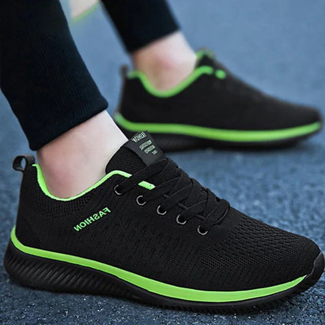 Мужская обувь; модные кроссовки; дышащие повседневные лоферы; Мужская Уличная обувь для пробежки; Низкий вырез; шнуровка; светильник; Вулканизированная обувь для упражнений - Цвет: N65-Black Green