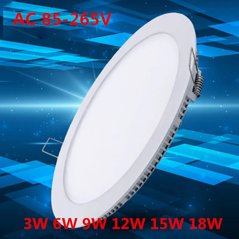 

1X ultra-thin LED panel light 3w 6w 9w 12w 15w 18w LED round ceiling light built-in AC85-265V LED panel light SMD2835