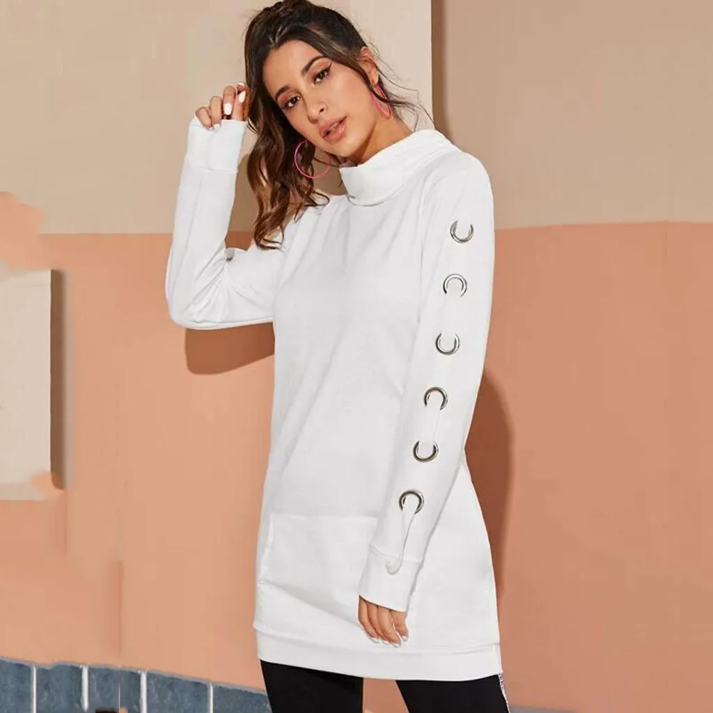 Новые толстовки для девочек модные женские с высоким воротником и длинным