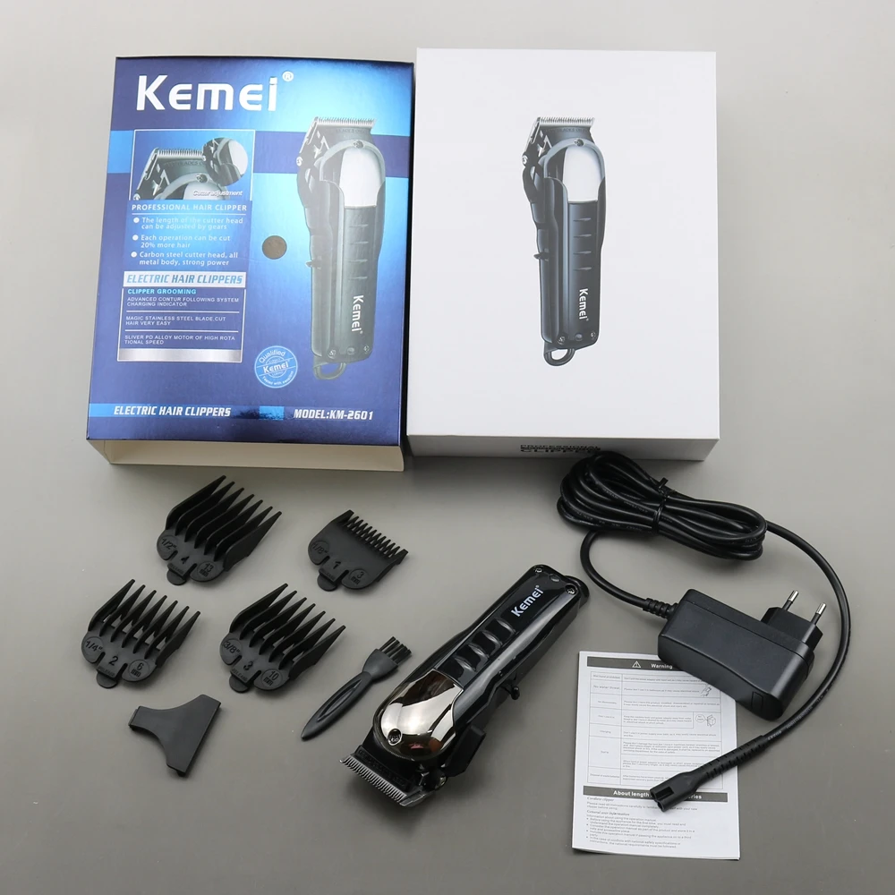 with box professional cordless hair clipper barber hair trimmer for men beard electric cutter hair cutting machine haircut powerful tool - Цвет: with box