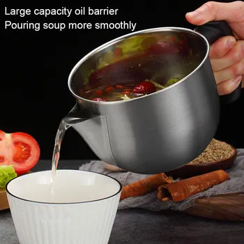 

Kitchen Gravy Oil Soup Fat Separator Bowl Multi-Use 304 Stainless Steel Grease Oiler Filter Strainer Cooking Pot Kitchen Gadgets